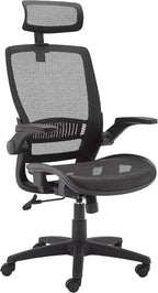 Amazon Basics Ergonomic High-Back Office Chair, Breathable Mesh, 360° Swivel, Easy to Assemble, Comfortable Flip-Up Armrests, 25.5"D x 26.25"W x 49.25"H, Black