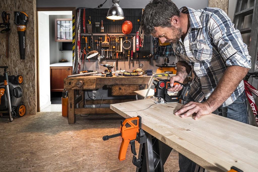 WORX Cordless Reciprocating Saw&Jigsaw, 20V ¾" 2-in-1 Saw, ¾" Stroke Length, 2-in-1 functions, 4 Blades for Different Materials, Compact&Lightweight Design, Battery and Charger Included, PowerShare