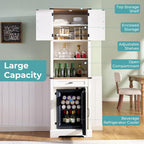 Bar Cabinet with Fridge (Included), 69" Farmhouse Wine Cabinet with Storage Drawers & Adjustable Shelves, Coffee Bar Cabinet for Home bar, Dining Room, Living Room