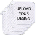 Personalized Custom Pot Holder – 4 Pack 8X8 Inch Kitchen Oven Hot Pads Potholder Coaster Heat Resistant Cooking Baking with Hanging Loop Customized Photo Design Text Picture Gift