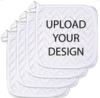 Personalized Custom Pot Holder – 4 Pack 8X8 Inch Kitchen Oven Hot Pads Potholder Coaster Heat Resistant Cooking Baking with Hanging Loop Customized Photo Design Text Picture Gift