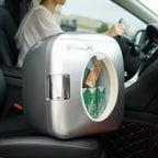 Uber Appliance UB-XL1 Uber Chill Mini Fridge 12 can retro portable Thermoelectric Cooler and Warmer mini fridge outdoor 12v 110v portable cooler or indoor for bedroom, office or dorm (Gun Metal silver
