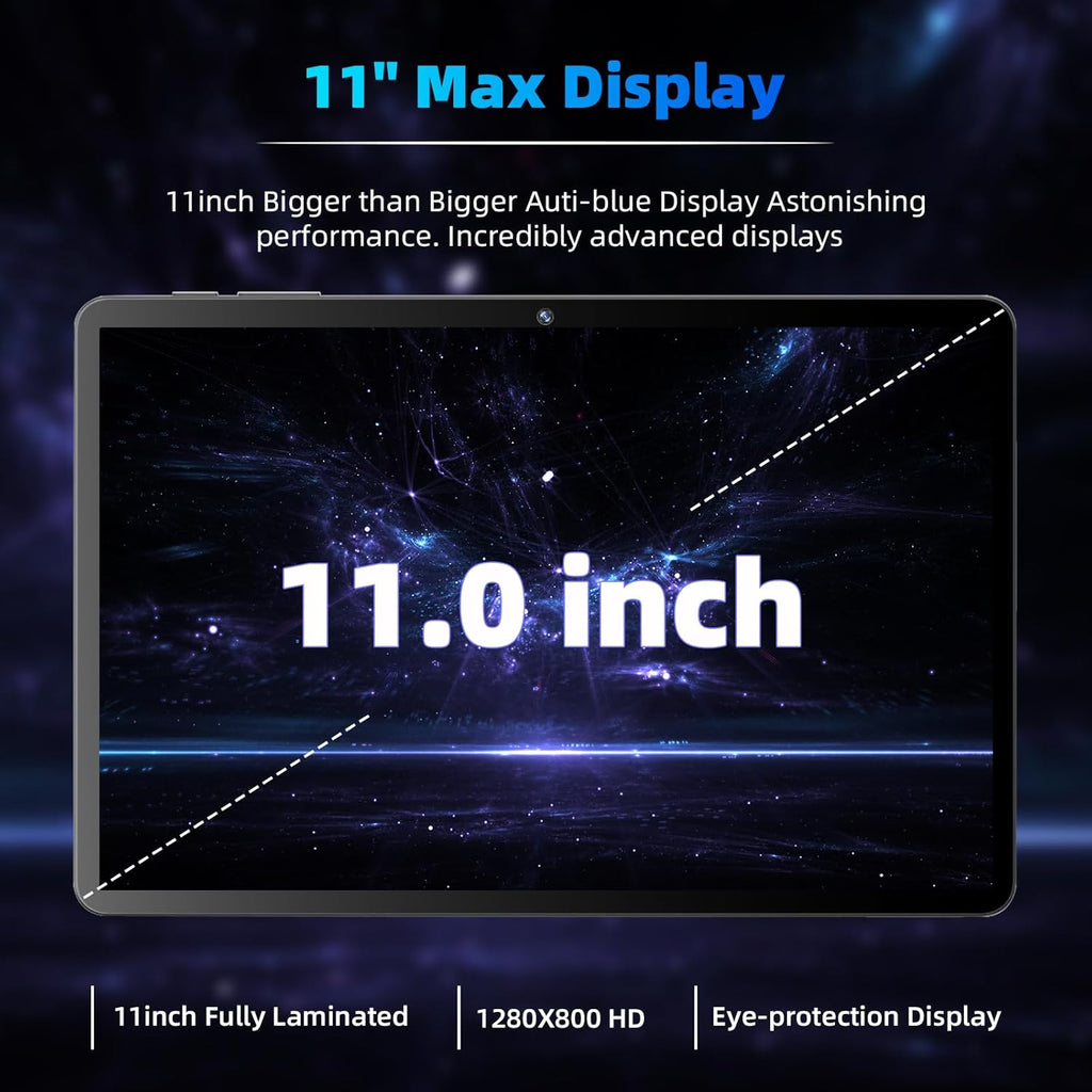 COLORROOM 2026 Android 16 Tablet 11inch, Face Unlock, 18W Fast Charging, 32GB+128GB+1TB Expand, Octa-core CPU, 8000mAh Large Battery, WiFi6, Touchscreen Display, Widevine L1 Tableta, Black