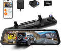 WOLFBOX G900 PRO Mirror Dash Cam with 8MP STARVIS IMX678  12 inches Rear View Mirror Camera with Front 4K and Rear 2.5K  Included 128GB Card  Voice Control  5.8GHz WiFi  Loop Recording  G-Sensor & GPS