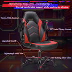 Sweetcrispy Computer Gaming Chair - PU Leather Ergonomic Lumbar Support with Flip-up Armrest and 360° Swivel Wheels, Height Adjustable Task Home Office Desk Video Racing, Red