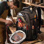 WELKINLAND 36-Pockets Electrician Backpack, Hard-Based HVAC Backpacks, Waxed-Canvas Technician Backpack, Heavy-Duty Tool Backpacks For Men