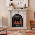 BLANKSPACE 48" Electric Fireplace with Mantel, Tv Stand with Black Birdcage Fire Place Heater and Carved Square Column Design Design for Living Room, Bedroom