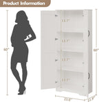 IDEALHOUSE Tall Pantry Cabinet, 60" Kitchen Pantry Storage Cabinet with 2 Doors and Adjustable Shelves, Freestanding Kitchen Cabinet, Cupboard for Dining Room, Bathroom (White)