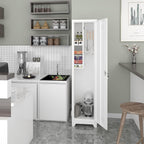 Metal Garage Storage Cabinet,Broom Closet Storage Cabinet,Utility Closet Cabinet for Broom,Garage,Kichen,White