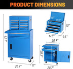 5 Drawers Tool Cart on Wheels with 1 Cabinet, Multifunctional Removable Rolling Tool Chest Storage Set, Tool Trolley Organizer Tool Box for Garage,Warehouse,Workshop,Repair Shop (Blue)
