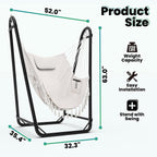Hammock Chair with Stand,Heavy-Duty Hanging Chair with Stand, for Indoor Outdoor,Sturdy Swing Chair Stand Max Load 350 pounds(Hammock Chair Included)
