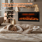 Valuxhome 50 inch Recessed Modern Electric Fireplace with WiFi Smart Control, 3 Top Light and Flame Colors, Timer&Thermostat, Overheating Protection, Logset and Crystal, Touch Screen, Black