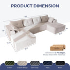 MAXYOYO 132" Giant U-Shaped Modular Sectional Couch, Modern Boneless Couch for Living Room, Sofa in A Box, Oversized Sofa Sleeper with Deep Seat, No Assembly Required, Grayish Beige
