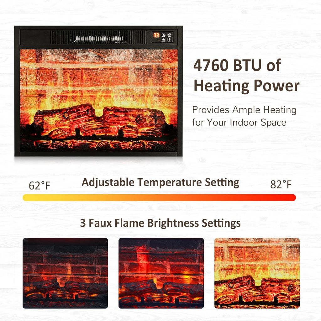 Naice 72" Electric Fireplace with Mantel and Cabinets, Fireplace TV Stand for Living Room Bedroom, Stacked Stone Surround and Remote Control 3D Realistic Flame