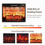 Naice 72" Electric Fireplace with Mantel and Cabinets, Fireplace TV Stand for Living Room Bedroom, Stacked Stone Surround and Remote Control 3D Realistic Flame
