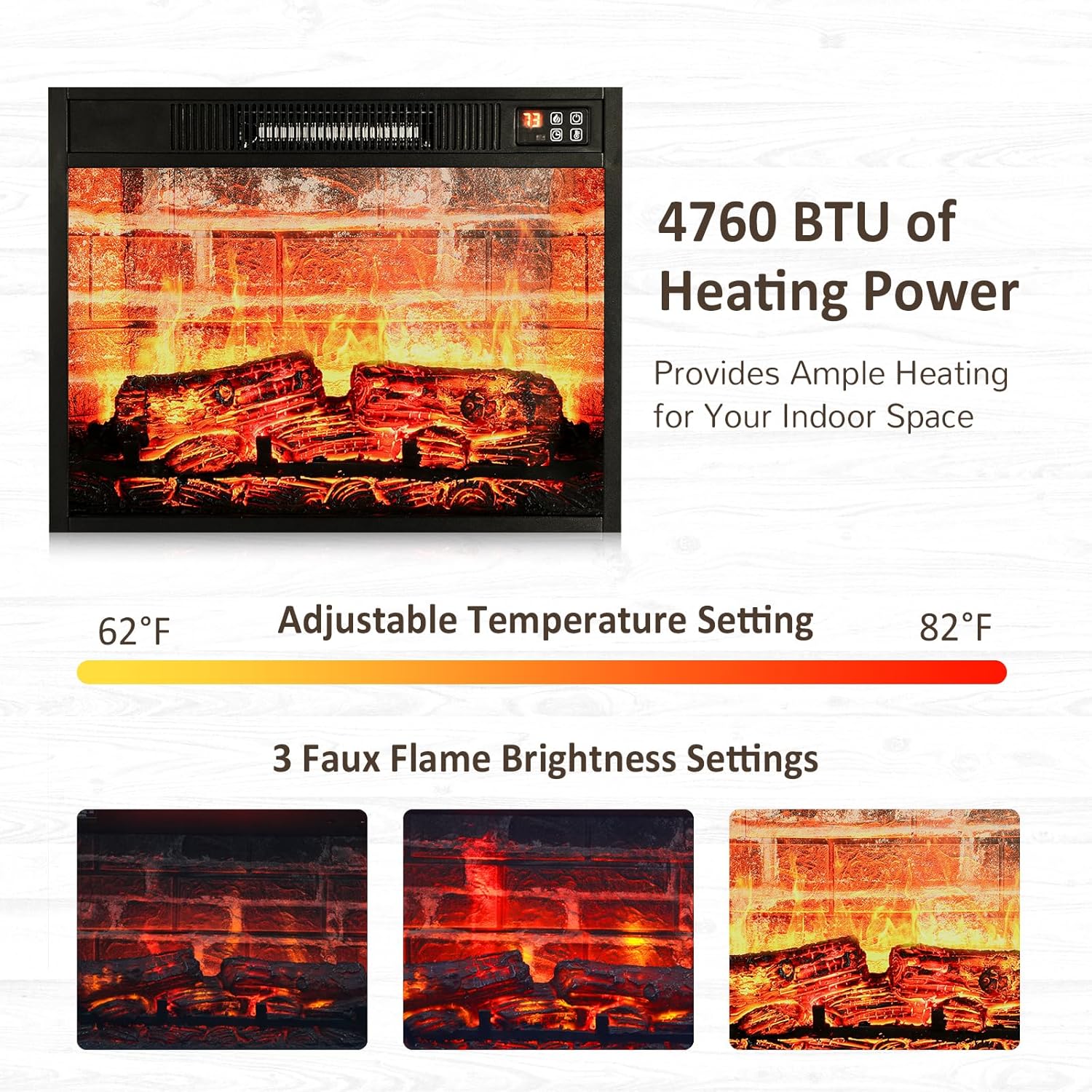 Naice 72" Electric Fireplace with Mantel and Cabinets, Fireplace TV Stand for Living Room Bedroom, Stacked Stone Surround and Remote Control 3D Realistic Flame