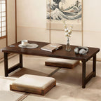 Japanese Folding Table Bamboo Japanese Floor Table Portable Solid Wood Folding Coffee Table,No Assembly Japanese Coffee Table for Sitting on The Floor,Easy Storage