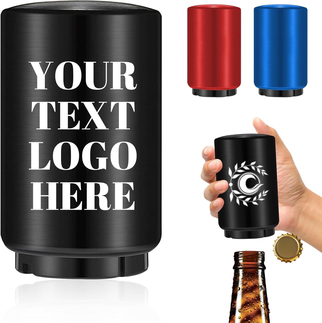 Custom Automatic Beer Bottle Opener, Personalized Magnetic Stainless Steel Push & Pull Bottle Openers, Openning Tool for Home Bar