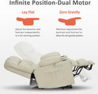 MCombo Dual Motor Power Lift Recliner Chair for Elderly, Lay Flat Lift Chair with Heat and Massage, Cup Holders, USB Ports, Faux Leather 7890 (Cream White, Medium)