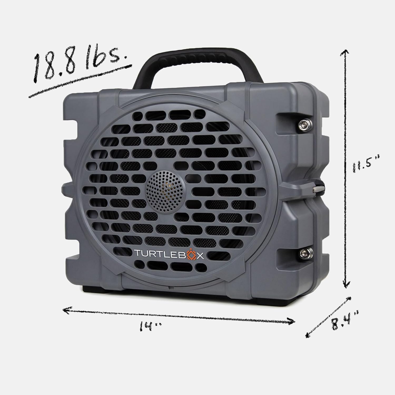 Turtlebox Grande: Loud! Outdoor Portable Bluetooth 5.4 Speaker | Rugged  Waterproof  Ultra-Portable | Plays to 126db  Deep Bass  Shockproof  Unlimited Pairing for Full Stereo Experience  Gray