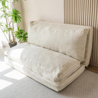 MAXYOYO Folding Sofa Bed, Extra Thick and Long Floor Sofa Convertible Sleeper Chair with Washable Cover, Floor Couch Lounge Bean Bag Bed for Living Room, Beige, 30x95 Inch