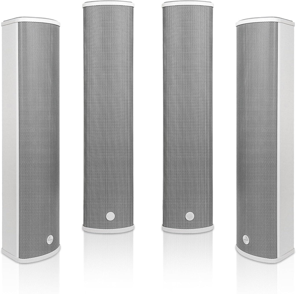 Sound Town Four 70V/100V 4x5 Weather-Resistant Column Array Passive Speakers  with IP55-rated Aluminum Enclosure  for Home & Commercial Installations  Grey (TARVOS-CL45GX4)