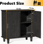 Sideboard Buffet Cabinet with Storage, Modern Black Freestanding Kitchen Cabinet with Raised Legs and Smooth Paint Finish, Curved Edge Accent Table for Living Room, Entryway, Dining Room