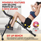 Foldable Ab Workout Machine for Home Gym – Adjustable Core & Waist Trainer for Women, Full Body Abdominal Exercise Equipment with Resistance Bands & LCD Display