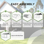 Carport, 10x20ft Heavy Duty Portable Garage, Car Port with Storage Shed, Car Canopy Car Tent with Steel Frame All-Season Tarp for Car, Truck, Boat, Party (B-White)