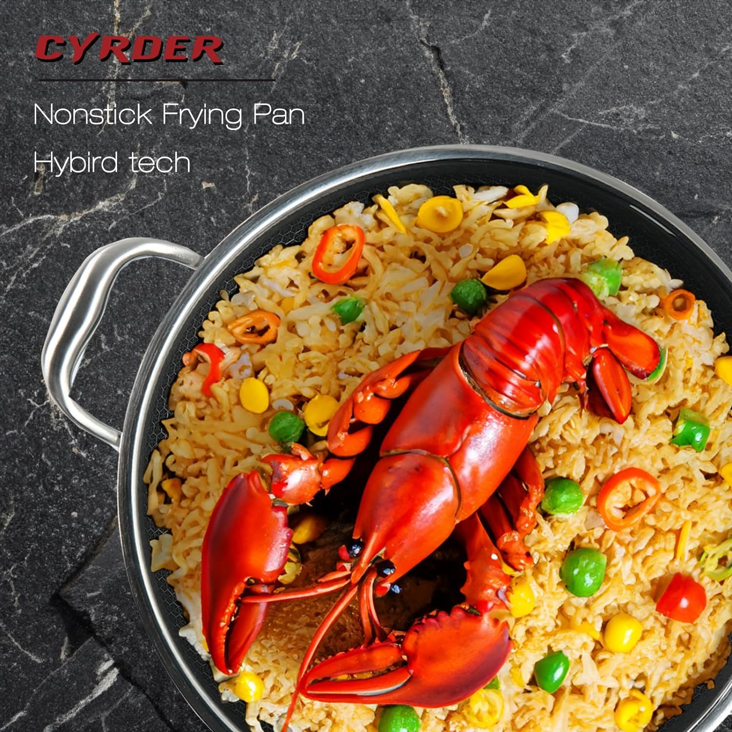 Large Hybrid Nonstick Deep Frying Pan-13inch 316L Stainless Steel Sauté Pan and Lid, Two Handle Hold, PFOA Free, Dishwasher Oven Safe, Cookware to Stir fry/Toast/Roast/Bake/Stew, 7.2-Quart