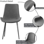 Dining Chairs Set of 4, Modern Dining & Kitchen Room Chairs, Upholstered Faux Leather Cushion Seat and Sturdy Metal Legs (4 Grey Chairs)