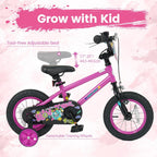 Olakids Kids Bike, 12 14 16 18 Inch BMX Style Toddlers Bike with DIY Drawing Board Training Wheels Adjustable Seat Coaster Brake Handbrake Safety Bell for Boys Girls