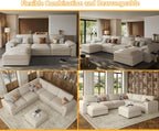 EASE MOOSE Oversized Modular Sectional Sofa,Leather Sectional Couch with Deep Seat,Extra Large U Shaped Couch,Faux Leather Material Sofa Modern Comfy Scratch Resistant,Beige