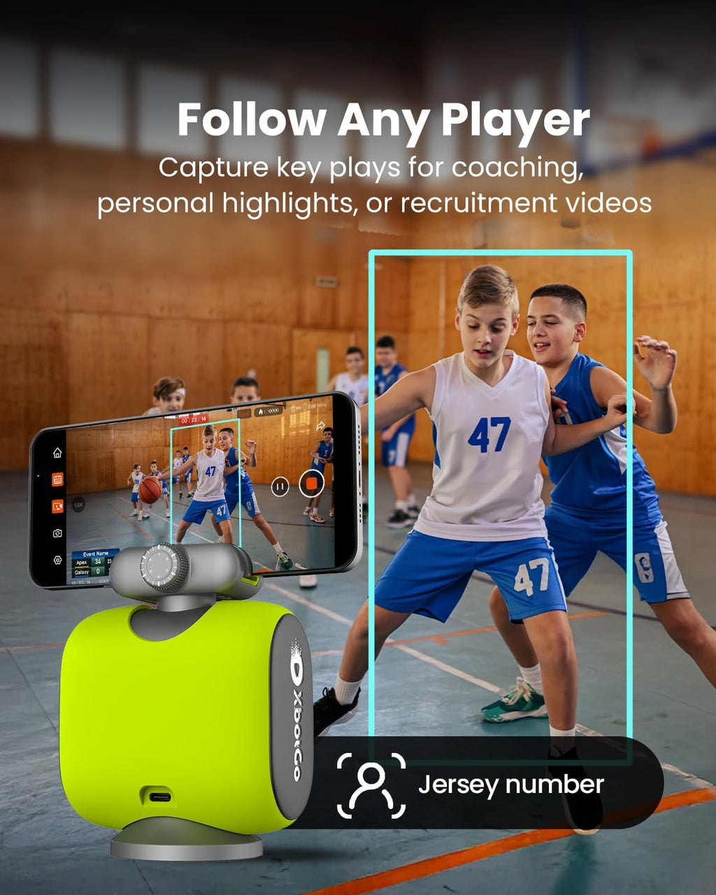 XbotGo Chameleon AI Auto Sports Action Camera - 4K 60FPS Soccer Camera and Basketball Tracking Camera for Team Sports  Live Streaming  No Subscription  Works with iOS & Android (Lava Graphite)