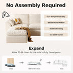 108'' Boneless Cloud couches for Livingroom,Sectional L-Shape Couch with Ottoman,3 Seater Convertible Modular Soft Sofa,White