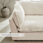Modular Sectional Sofa, Oversized Chenille Cloud Couch, Deep Comfy Seat, 8-Seater Sofas Couches for Living Room, Beige | Premium Chenille, Without Compress, Oversized, Cloud Comfort, Thick Cushions