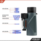 Athlon Optics 8x42 Midas UHD Gray Binoculars with ED Glass for Adults and Kids  High-Powered Binoculars for Hunting  Birdwatching  and More