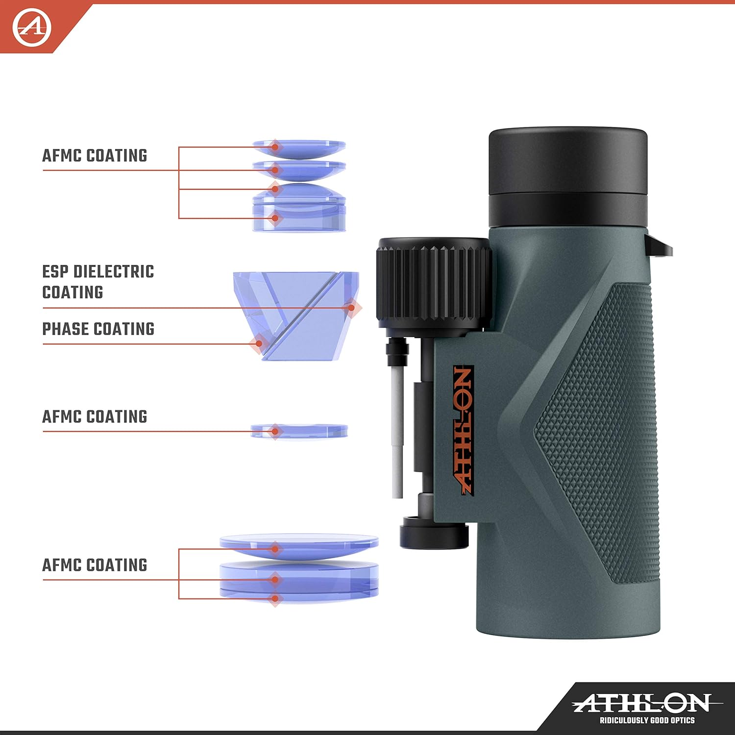 Athlon Optics 8x42 Midas UHD Gray Binoculars with ED Glass for Adults and Kids  High-Powered Binoculars for Hunting  Birdwatching  and More