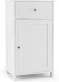 Giantex Floor Bathroom Storage Cabinet - Freestanding Cabinet with Drawer, Door, Adjustable Shelf, Anti-Tipping Device, Storage Organizer for Sofa Side, Bathroom, Living Room, Bedroom, White (White)