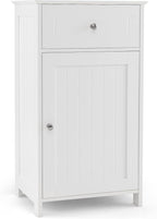 Giantex Floor Bathroom Storage Cabinet - Freestanding Cabinet with Drawer, Door, Adjustable Shelf, Anti-Tipping Device, Storage Organizer for Sofa Side, Bathroom, Living Room, Bedroom, White (White)