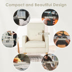 COLAMY Sherpa Upholstered Accent Chair Armchair with Pillow, Fabric Reading Living Room Side Chair,Single Sofa with Lounge Seat and Wood Legs, Cream