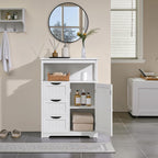 Yaheetech Bathroom Storage Cabinet Bathroom Floor Cabinet Freestanding Storage and Organizer with Door, 3 Drawers, Adjustable Shelf, 35.5 Inches Height, White