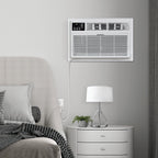 Whirlpool 10,000 BTU 230V Through-the-Wall Air Conditioner with Supplemental Heat, Dehumidifier and Remote, Wall AC Unit for Apartment, Living Room and Medium Rooms up to 450 Square Feet in White