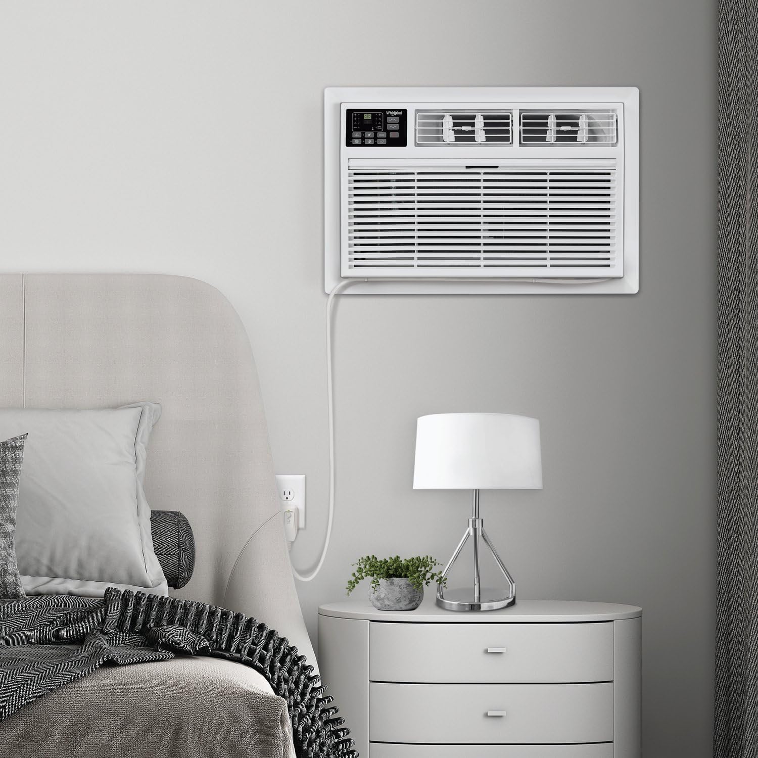 Whirlpool 14,000 BTU 230V Through-the-Wall Air Conditioner with Supplemental Heat, Dehumidifier and Remote, Wall AC Unit for Apartment, Living Room and Large Rooms up to 700 Square Feet in White