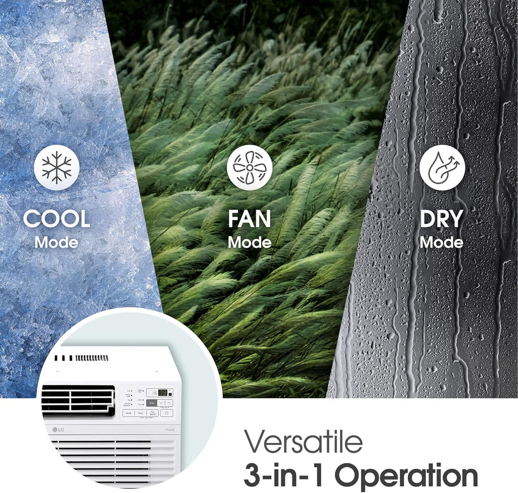 LG 10000 BTU Window Air Conditioners [2023] Remote Control WiFi App Ultra-Quiet Washable Filter Cools 450Sq.Ft for Medium & Large Room AC Unit air conditioner Easy Install White LW1017ERSM1