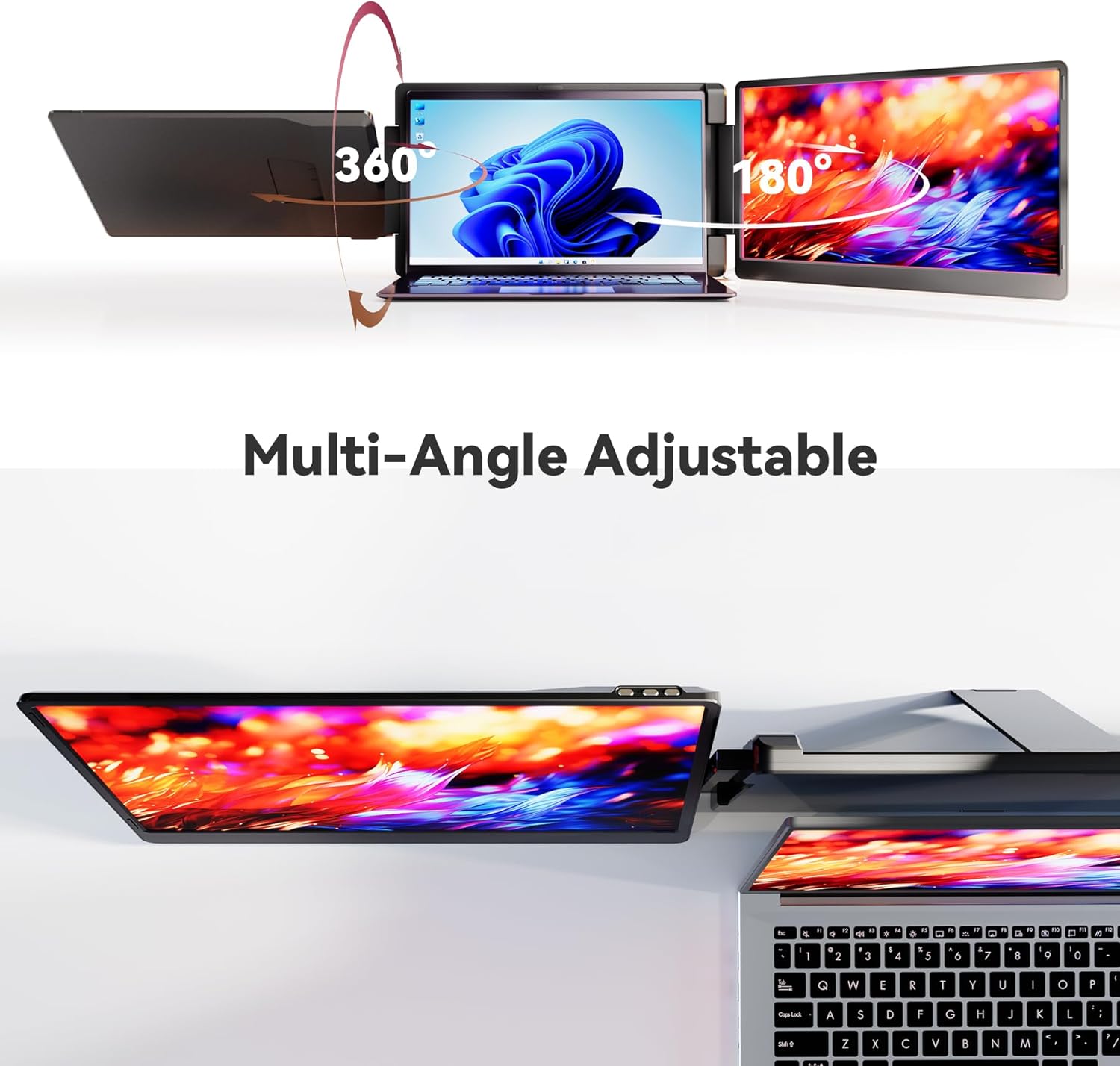 15.6" Laptop Screen Extender  1080P FHD IPS Portable Monitor  Plug and Play  Triple Portable Laptop Monitor for 13-17" Laptops with USB-C/HDMI  for Wins/MacOS(M1//M2/M3Pro/Max).