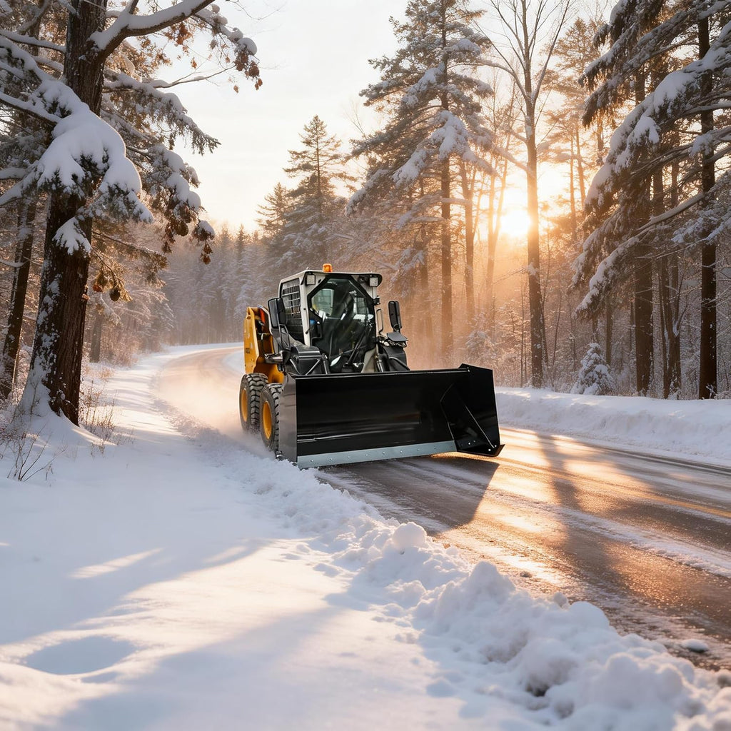 Skid Steer Snow Pusher Attachment  Single Box Snow Pusher for Skid Steer Loader  Heavy Duty Snow Removal Attachment  Universal Quick Attach for Clean Snow and Job Site Cleanup