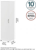 Bush Furniture Universal Tall Narrow Storage Cabinet with Door and Shelves in White