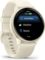 Garmin vivoactive 6 GPS Smartwatch with AMOLED Display  Lunar Gold | Advanced Health and Fitness Features  Up to 11 Day Battery  Energy Monitoring  Sleep Coach | with Signature Series Power Bundle