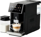 3rd-Gen Espresso Coffee Maker with Milk Frother - Removable Brewer & Grinder, Adjustable Coarseness/Flavor, 3-Level Coffee/Milk Volume, Detachable Milk Tank - Sleek Black Spray Paint for Home Baristas